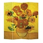 Paravento Separè Divisorio Interno L160xA180cm Van Gogh Girasoli 4 Pannelli