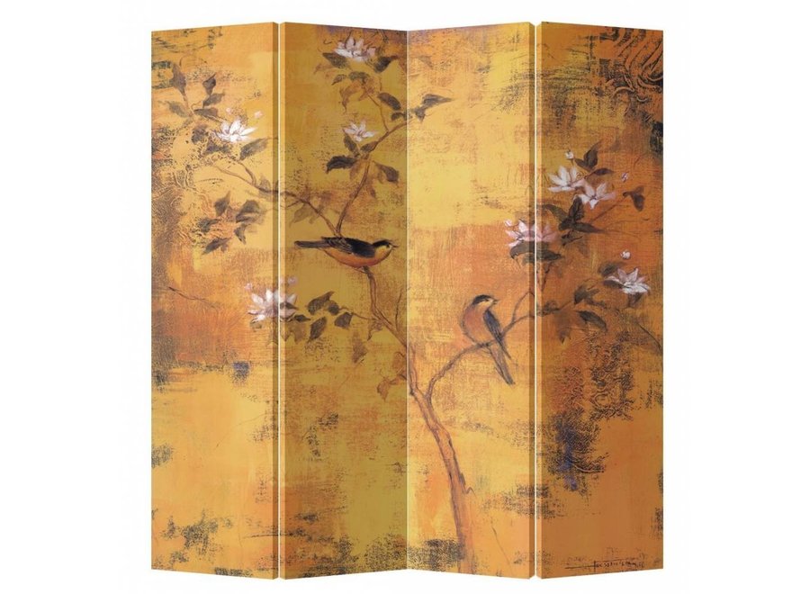 Fine Asianliving Room Divider Privacy Screen 4 Panel Vintage Blossoms W160xH180cm