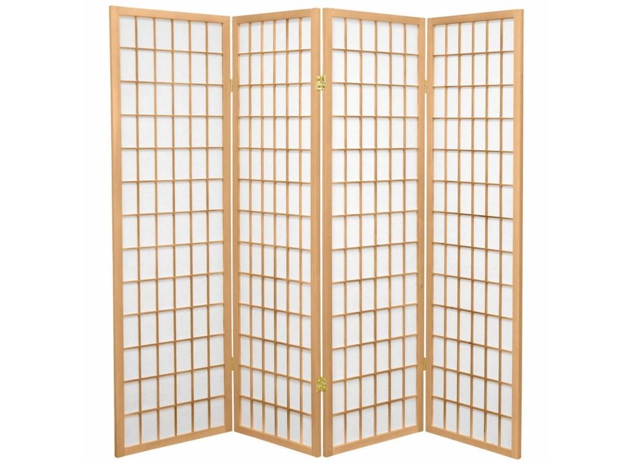 Japanische Paravent Raumteiler Trennwand B180xH180cm 4-teilig Shoji Reispapier Naturell