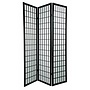 Paravent Japonais L135xH180cm 3 Panneaux Shoji Papier de Riz Noir - Tana
