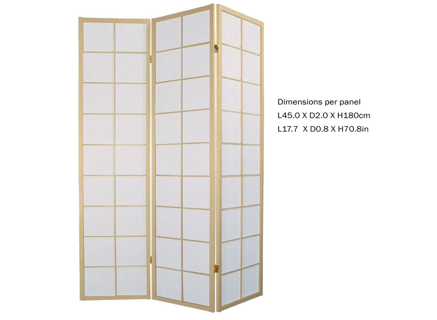 Japanese Room Divider 3 Panels W135xH180cm Privacy Screen Shoji Rice-paper Natural