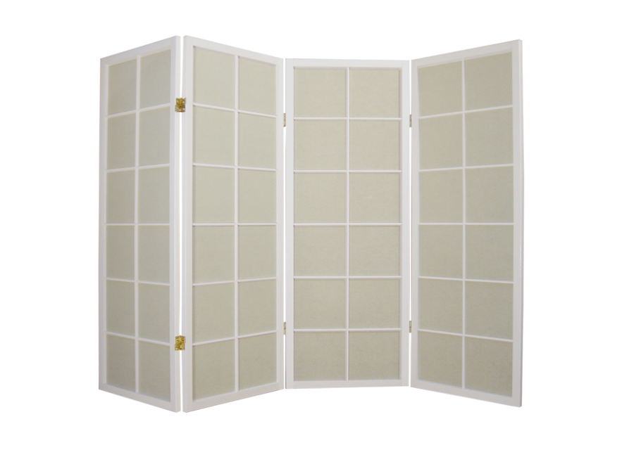 Paravent Japonais L180xH130cm 4 Panneaux Shoji Papier de Riz Blanc