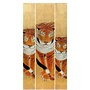 Handmade 3 Tigers Painting of Gold Leaf W79xH160cm