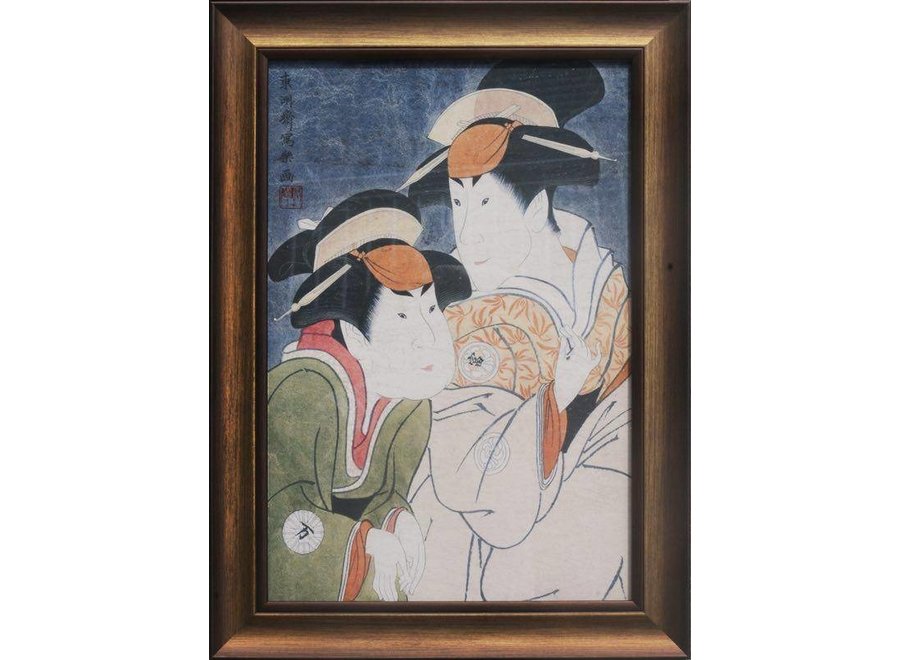 Peinture Japonaise Encadrée Décoration Murale Dames Japonaises L36xH58cm