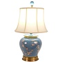 Lampe de Table Chinoise en Porcelaine peinte à la main Fleurs bleues L38xP38xH53cm