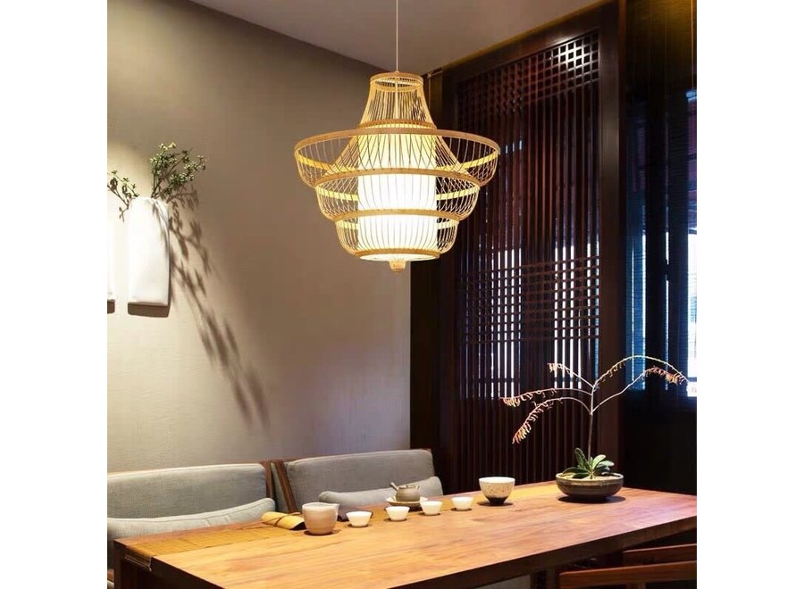 Pendelleuchte Beleuchtung Bambus Lampenschirm Handgefertigt - Julie B60xT60xH58cm