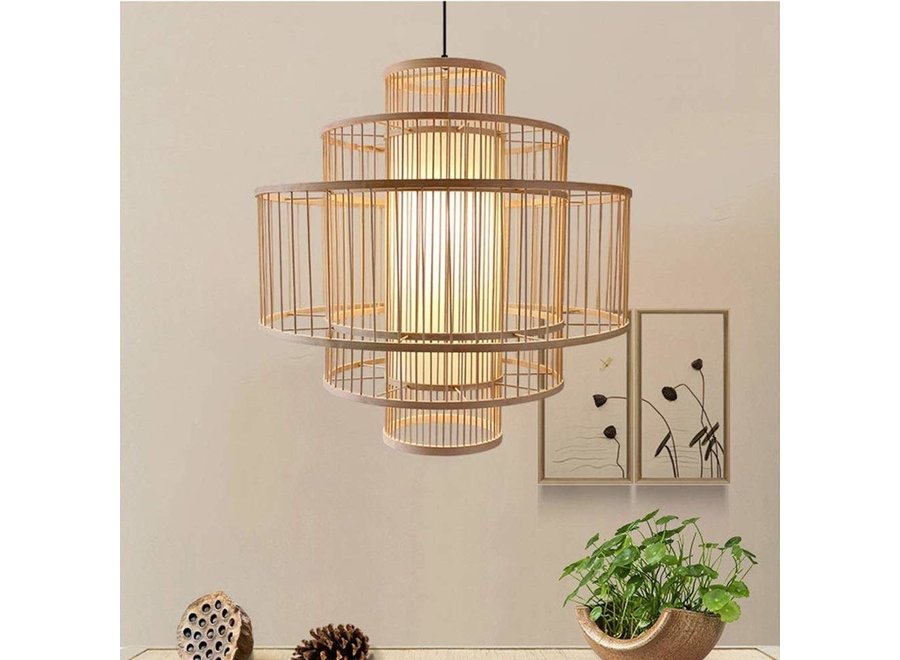 Bamboo Pendant Lamp Lampshade Handmade Natural - Leona D60xH60cm