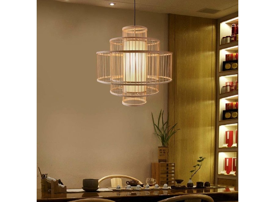 Bamboo Lampshade Pendant Light Handmade - Leona D60xH60cm