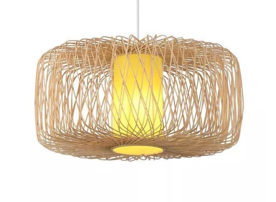 Deckenleuchte Pendelleuchte Beleuchtung Bambus Lampenschirm Handgefertigt - Noelle B50xT50xH30cm