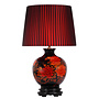 Oriental Table Lamp Porcelain Black with Red Flowers Large W48xD48xH80cm