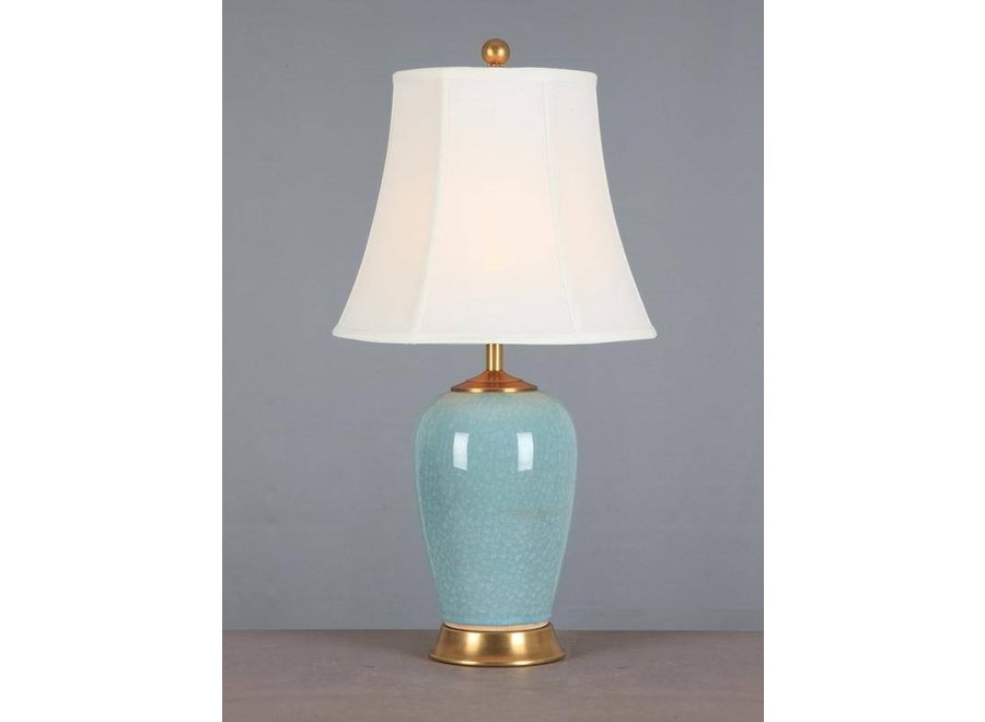 Chinesische Tischlampe Porzellan mit Schirm Hellblau B41xT41xH69cm