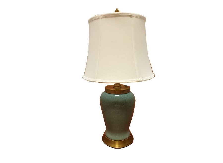 Lampe de Table en Porcelaine Chinoise Vert Foncé L40xP40xH76cm