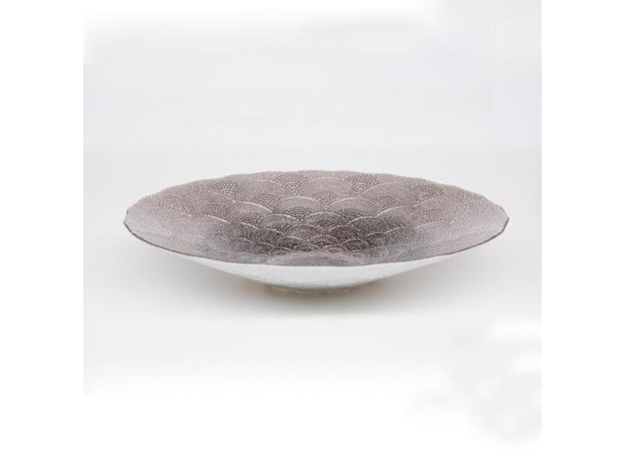 Glass plate White Chinese fan pattern mushroom
