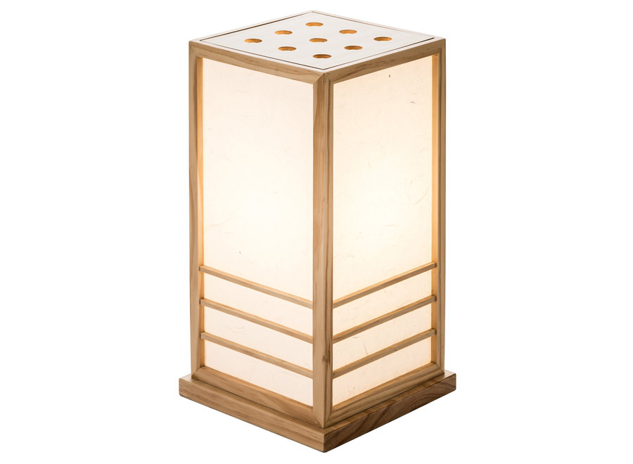 Lámpara de Mesa Japonesa de Madera y Papel de Arroz Miyazaki Natural Grande A22xP22xA40cm