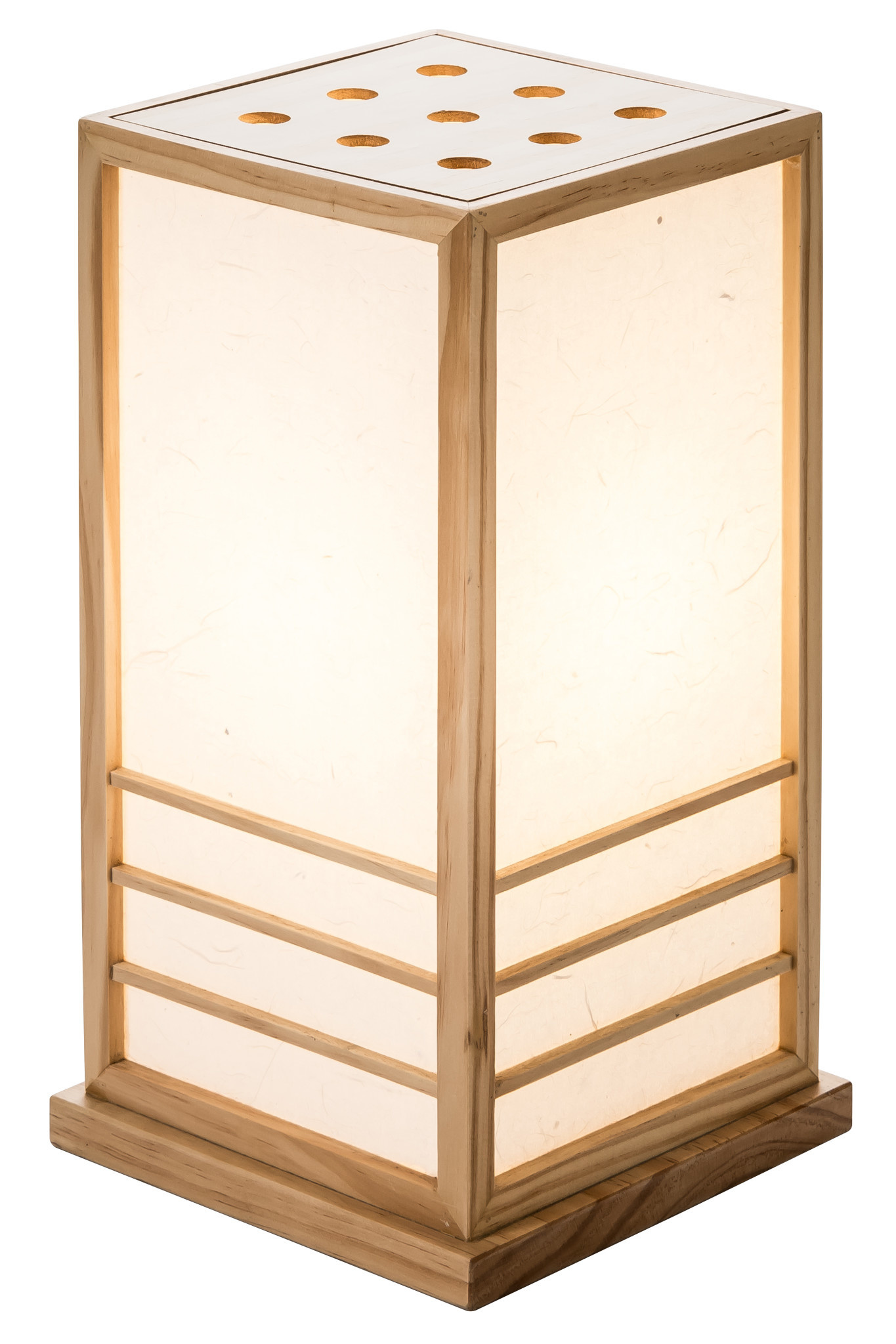 Japanische Lampe Holz und Shoji Reispapier Natur Groß - Miyazaki B22xT -  Fine Asianliving