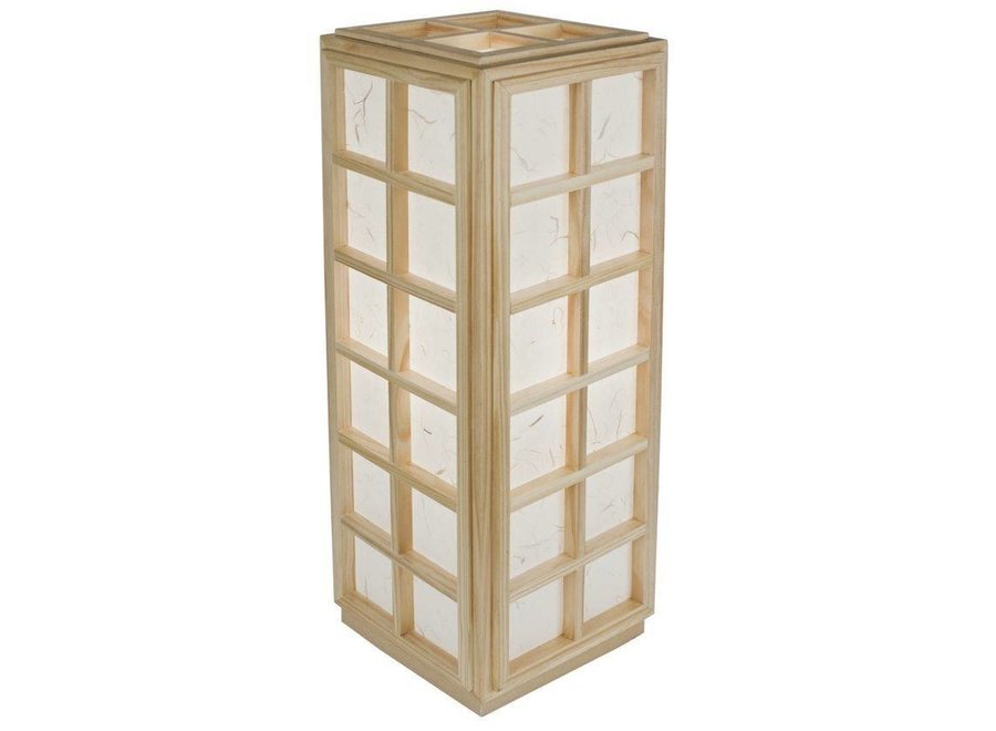 Japanische Lampe Holz und Shoji Reispapier Natur - Nagoya B21xT21xH56cm