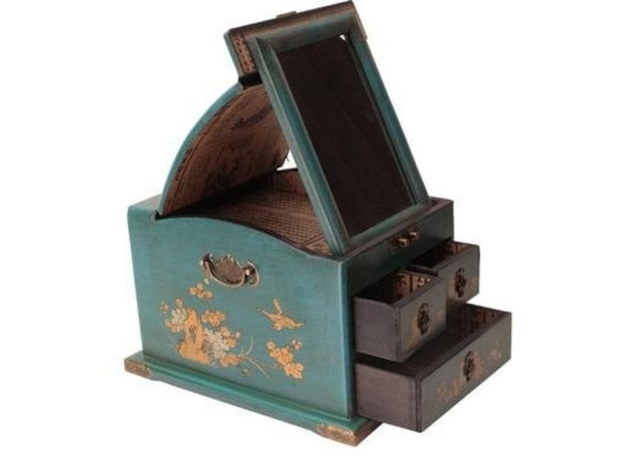 Fine Asianliving Tibetan Mirror Jewelry Box Blue Fine Asianliving Tibetan Mirror Jewelry, Antique Chinese Jewelry Box With Mirror