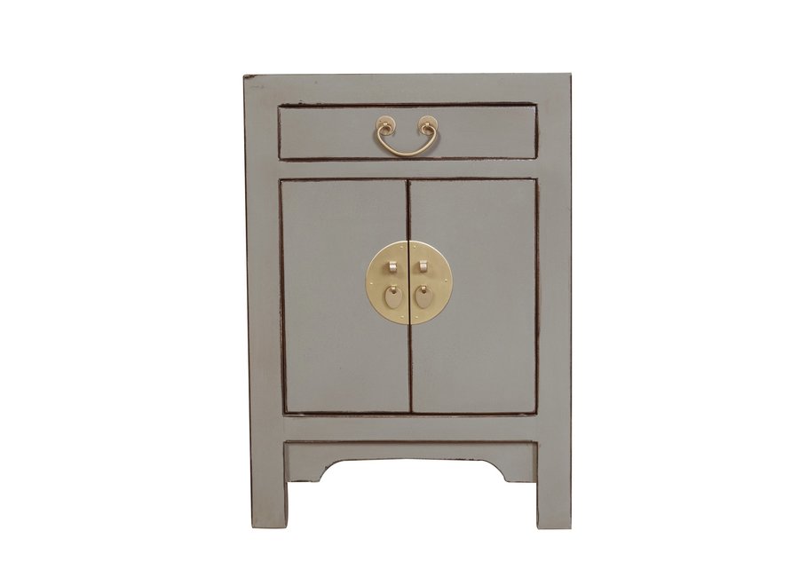 Table de Chevet Chinois Gris Olive - Orientique Collection L42xP35xH60cm