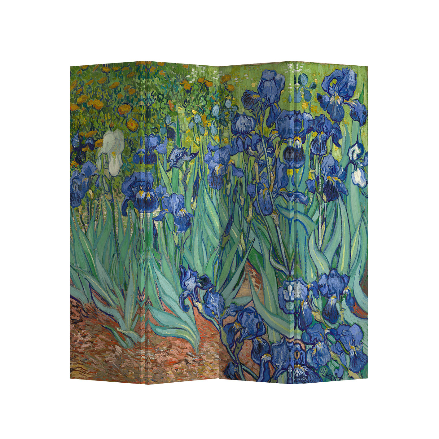Cinius Separè Paravento In Legno E Carta Di Riso 4 Ante - Rettangoli Grandi, Naturale 180x45cm
