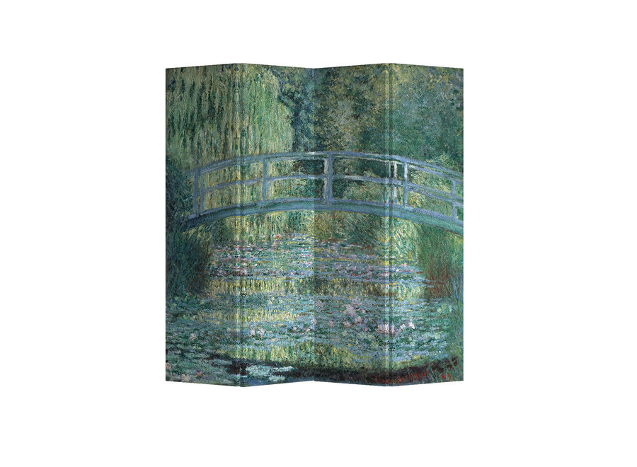 Paravento Divisori Tela 4 Pannelli Pieghevole Separatore Bridge over a Pond of Water Lilies Claude Monet L160xH180cm