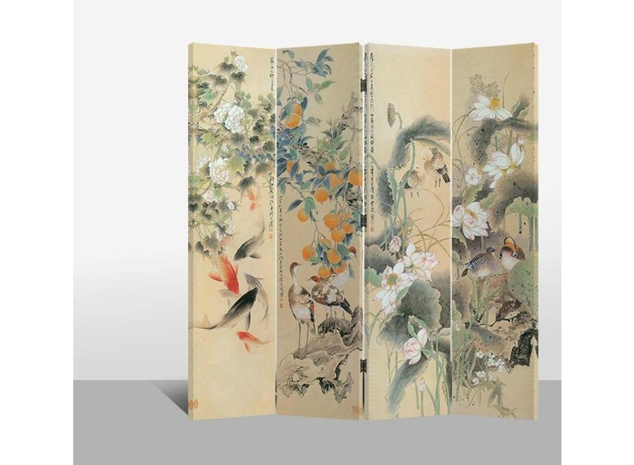 Room Divider Privacy Screen 4 Panels W160xH180cm Oriental Paradise