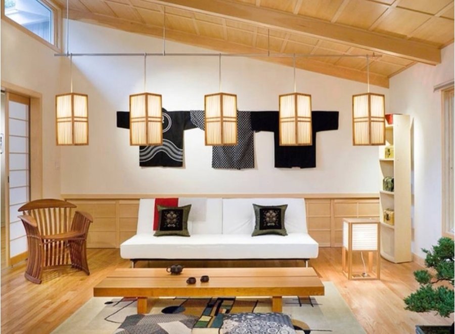 Lámpara de Techo Japonés de Madera y Papel de Arroz Natural - Kobe A17xP17xA37cm