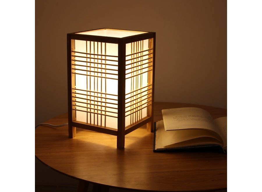 Lampe de Table Japonaise Naturel - Hokkaido L15xP15xH25cm