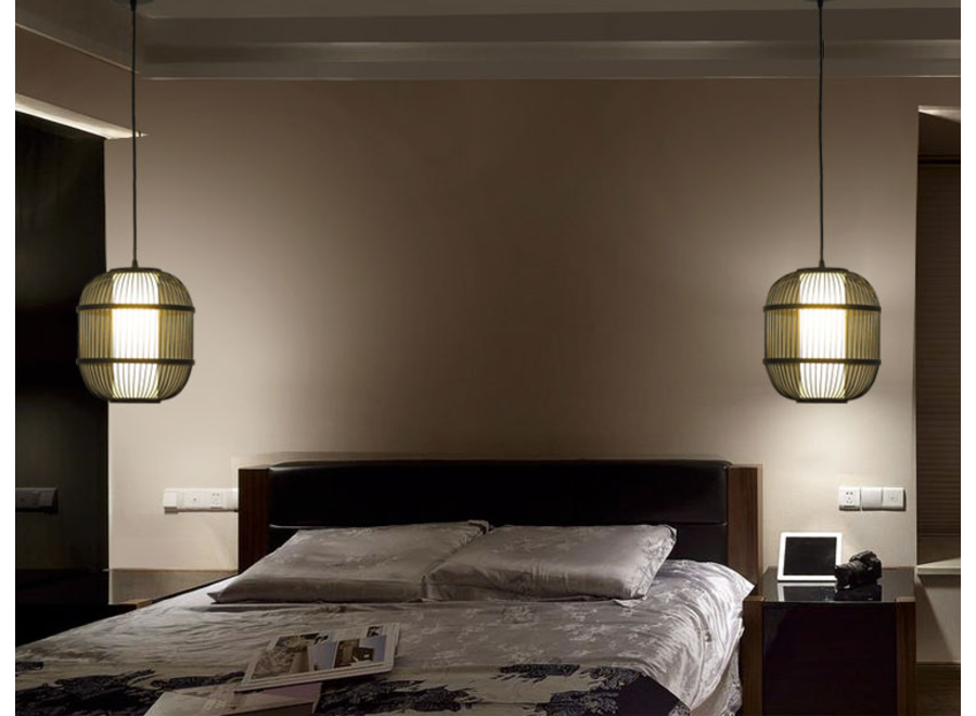 Lampada a Sospensione Bambù Paralume Fatto A Mano - Dylan L35xP35xA50cm