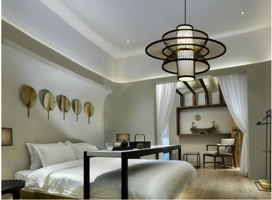 Bamboo Lampshade Pendant Light Black Handmade - Nicholas D60xH56cm