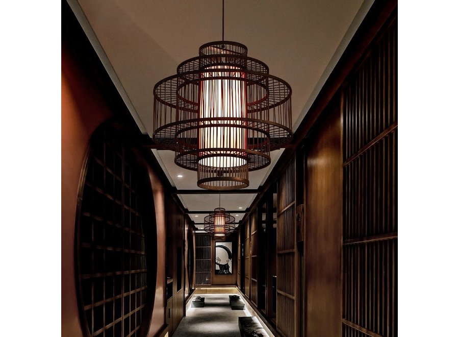 Bambus Hängelampe Pendelleuchte Schwarz Handgefertigt - Louis D60xH60cm