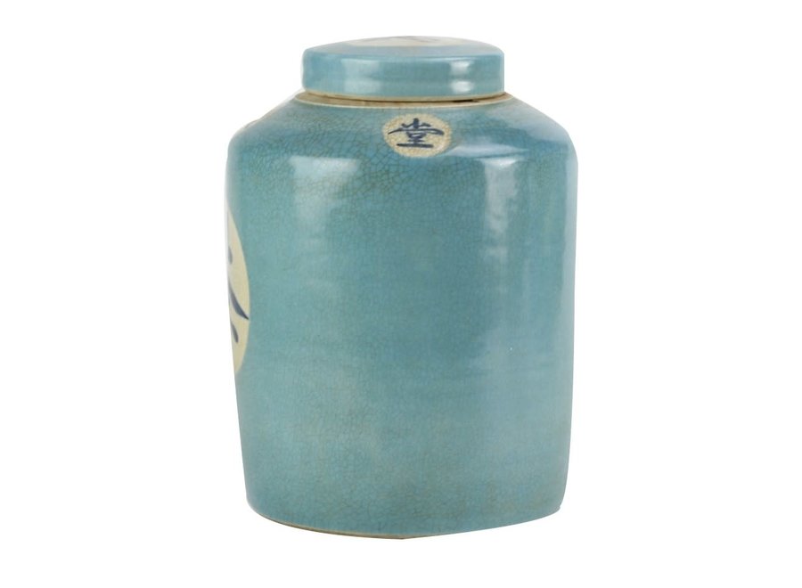 Chinesischer Ingwertopf Porzellan Handbemalt „Tee“ Blau B12xH28cm