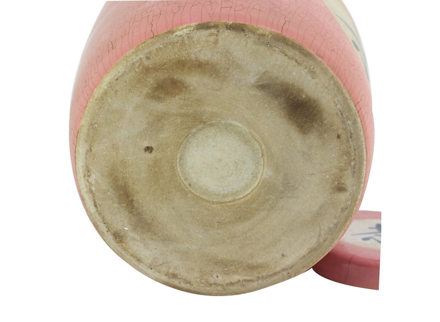 Chinese Gemberpot Roze "Tea" Handbeschilderd L12xH28cm