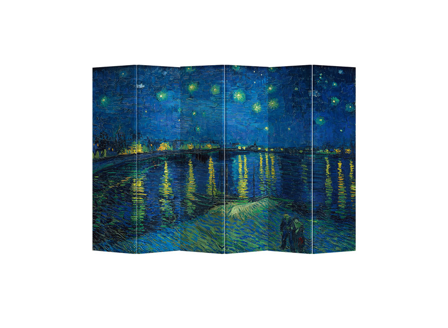 Room Divider Privacy Screen 6 Panel Starry Night Above Rhone van Gogh L240xH180cm