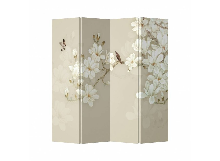 Paravent Raumteiler B160xH180cm 4-teilig Blüten Beige