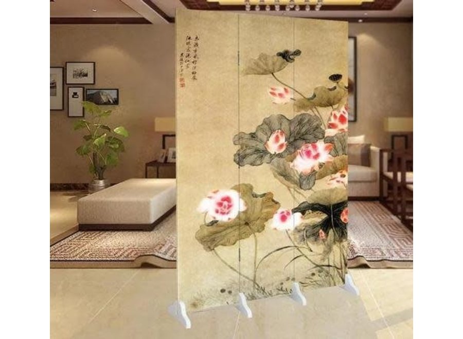 Paravent Chinois L120xH180cm Cloison Amovible Séparateur de Pièce 3 Panneaux