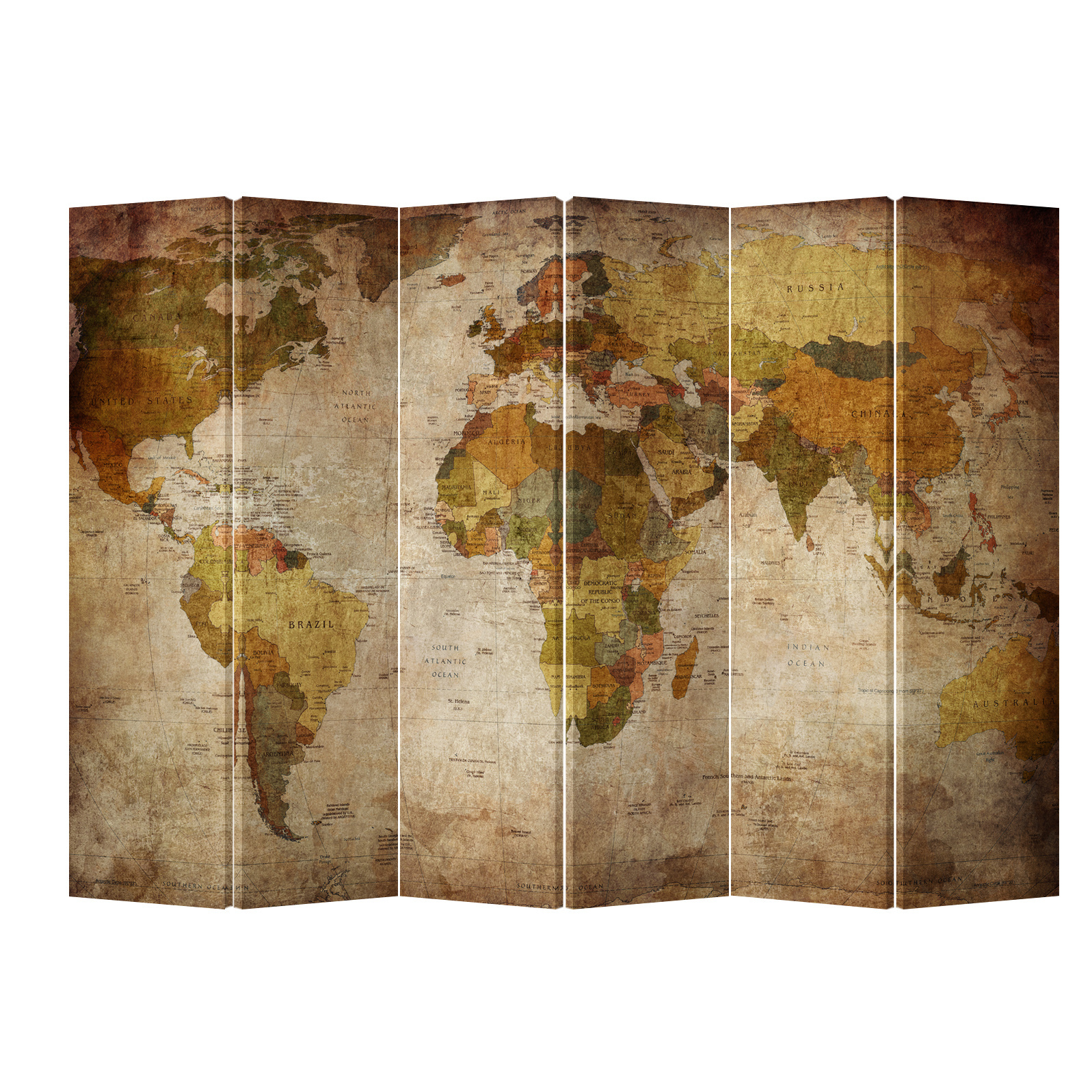 Paravento Separè L240xH180cm Mappa del Mondo - Fine Asianliving