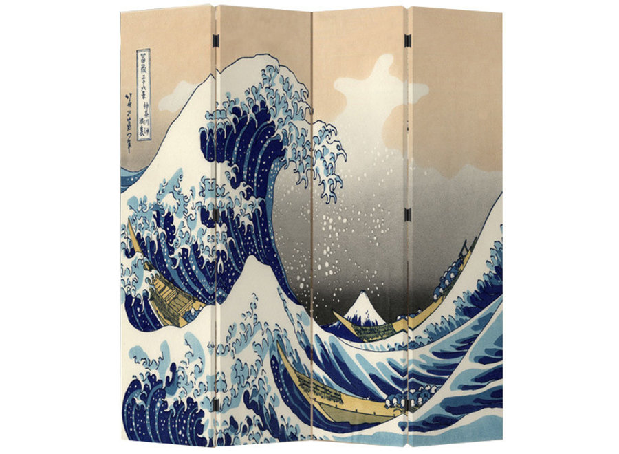 Paravent Japonais Japonais L160xH180cm 4 Panneaux Kanagawa Nami