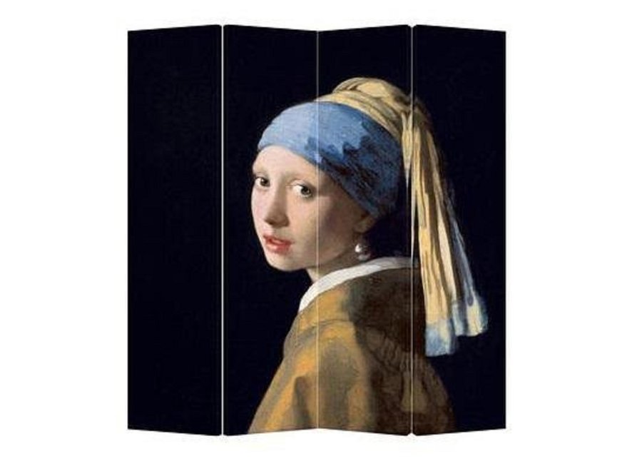 Room Divider Privacy Screen 4 Panel Girl with a Pearl Earring W160xH180cm