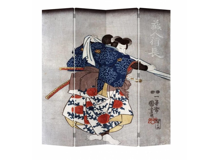 Japanische Paravent Raumteiler B160xH180cm 4-teilig Japanische Samurai