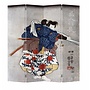 Japanese Oriental Room Divider Folding Privacy Screen 4 Panel Japanese Samurai L160xH180cm