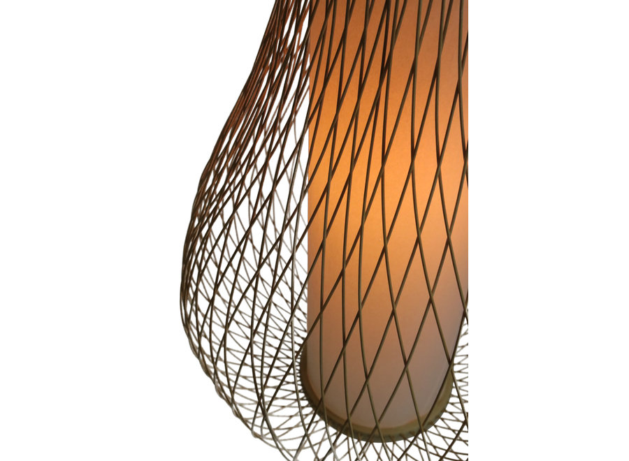 Lampe á Suspension en Bambou Fait Main - Amber L38xP38xH55cm