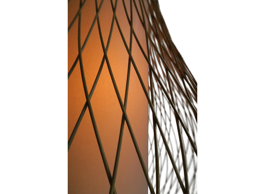 Bamboo Pendant Light Lampshade Handmade - Amber W38xD38xH55cm