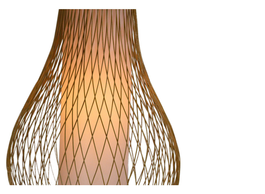 Bamboo Pendant Light Lampshade Handmade - Amber W38xD38xH55cm