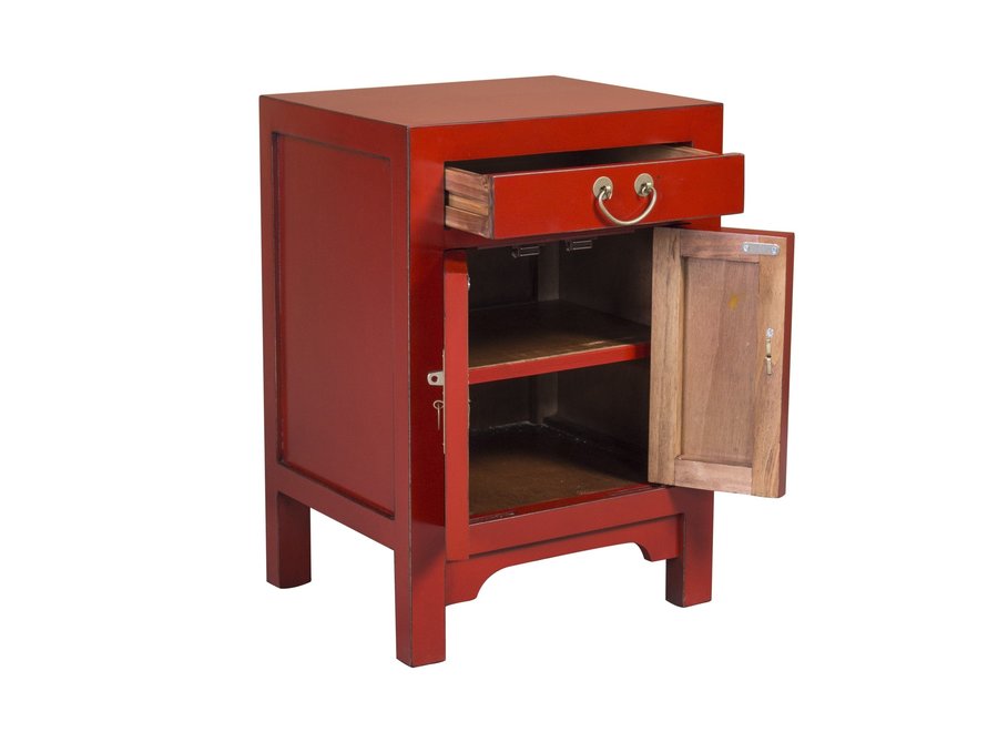 Table de Chevet Chinois Lucky Rouge  - Orientique Collection L42xP35xH60cm