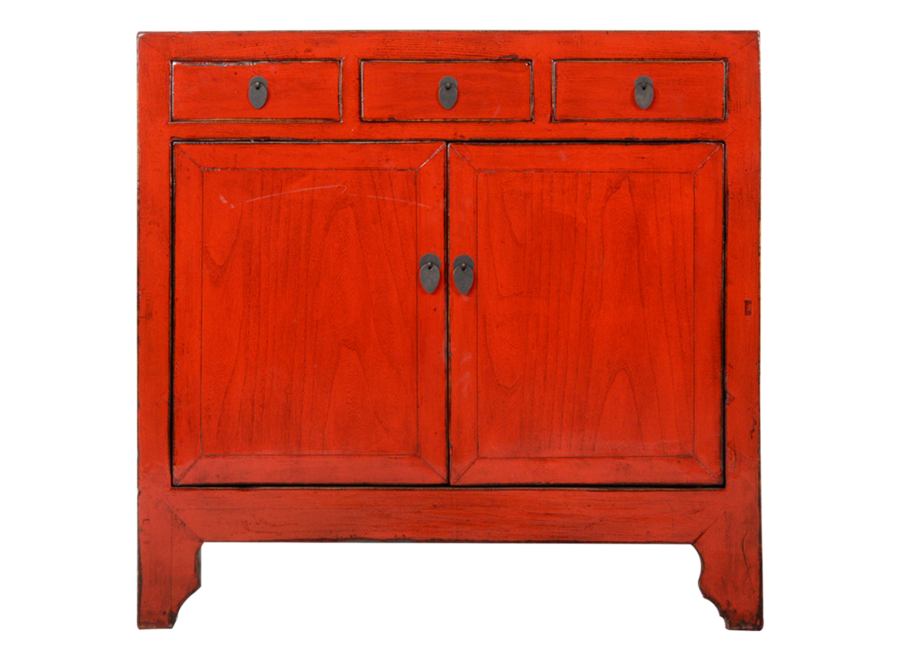Fine Asianliving Antique Chinese Sideboard Red Glossy W100xD40xH97cm