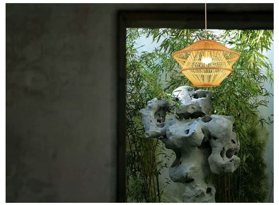 Lámpara de Techo Colgante de Bambú Hecha a Mano - Oceana - D.46 x Alt.31 cm