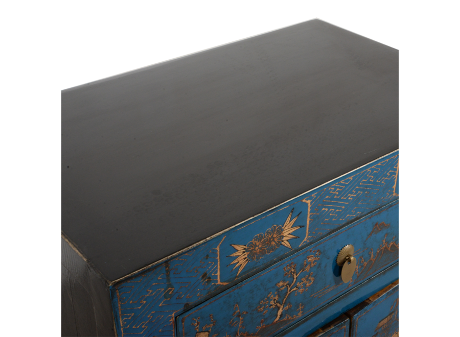 Chinese Cabinet Blue Handpainted Scenery W58xD37xH85cm