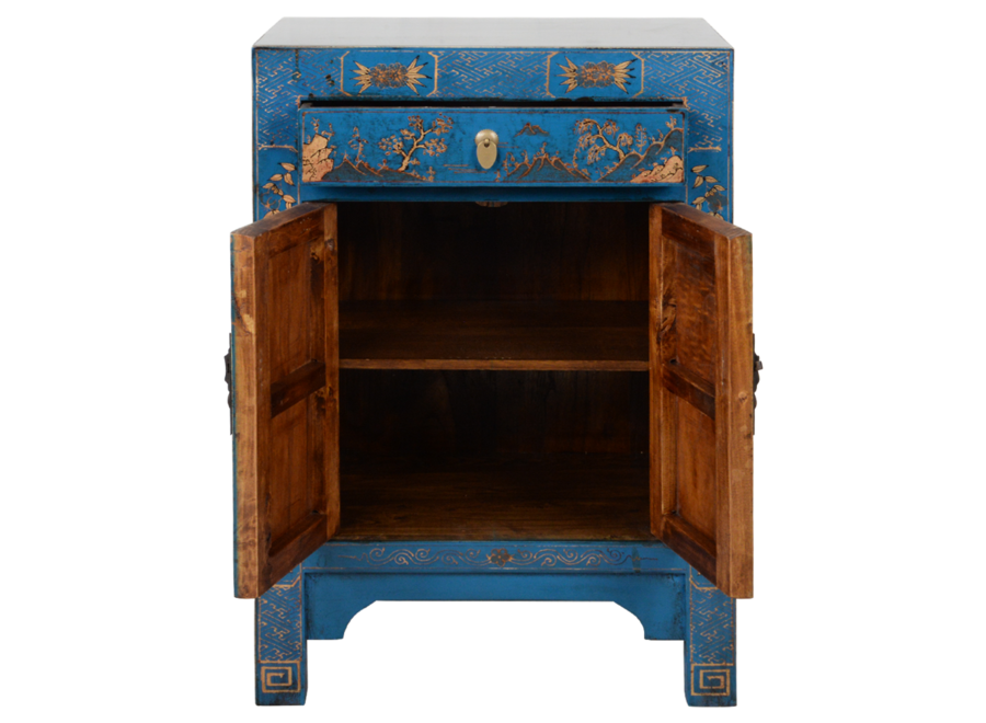 Chinesisches Schrank Blau Handgemalte Landschaft B58xT37xH85cm