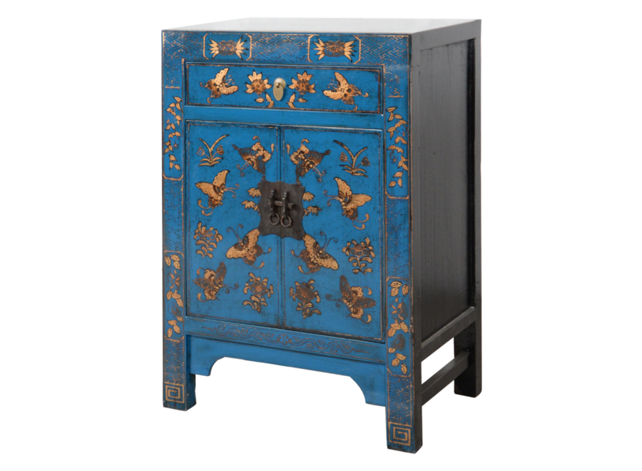 Armadio Cinese Blu Farfalle Dipinte a Mano L58xP37xA85cm