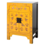 Armoire Chinoise Jaune Papillons Peints Main L58xP37xH85cm